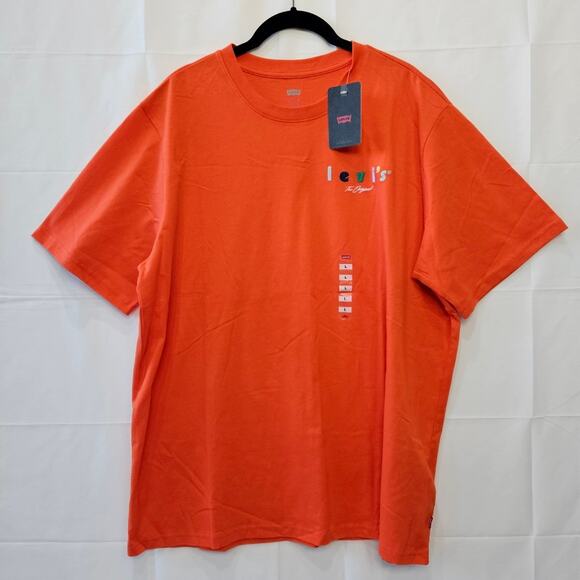 Levi's [Read] Orange Short Sleeve Embroidered Tee Size Large - Picture 1 of 9